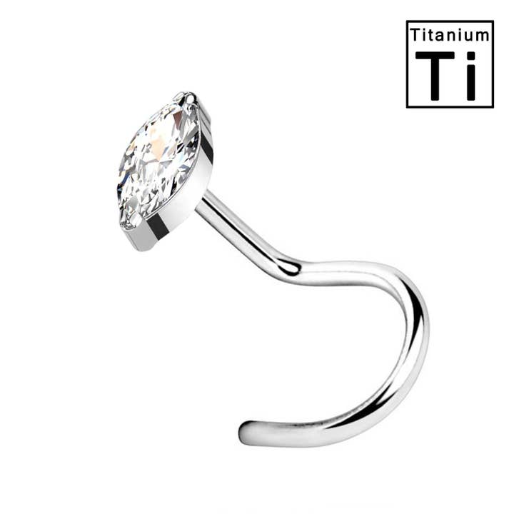 Awaken - Wholesale Single Earring - Pebble-Shaped Crystal Nose Stud PWB-052