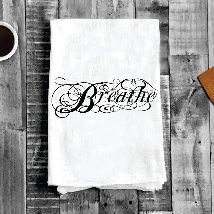 Breathe Fancy Cursive Geschirrtücher aus Baumwolle für den Großhandel von Avery Lane Gifts