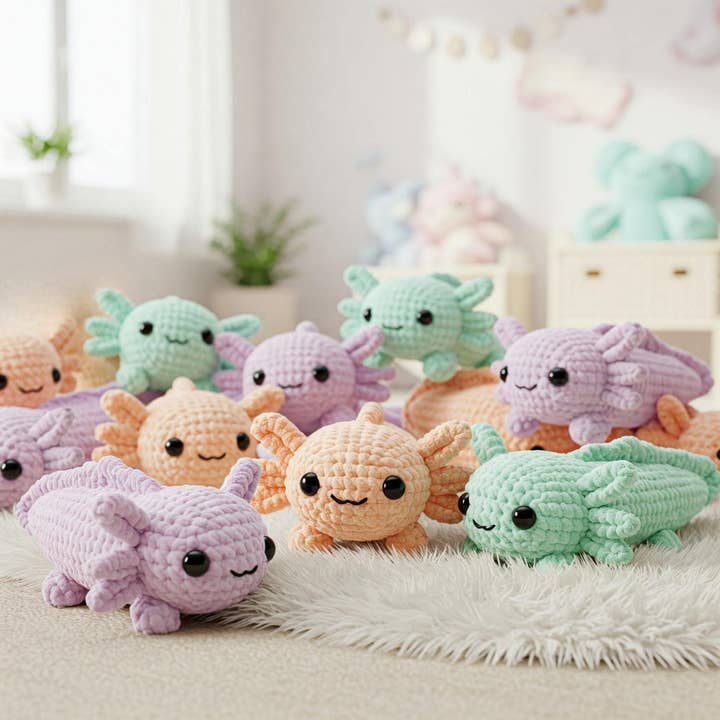 Baby Axolotl Crochet, Amigurumi Fish, Cute Crochet Axolotl for wholesale by Anh2 LTD