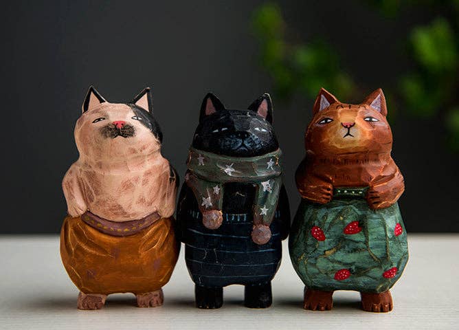 Gohobi （We cover U.S. import duties） - Venta al por mayor Figura decorativa - Adorno grande de gato de madera artesanal Gohobi7