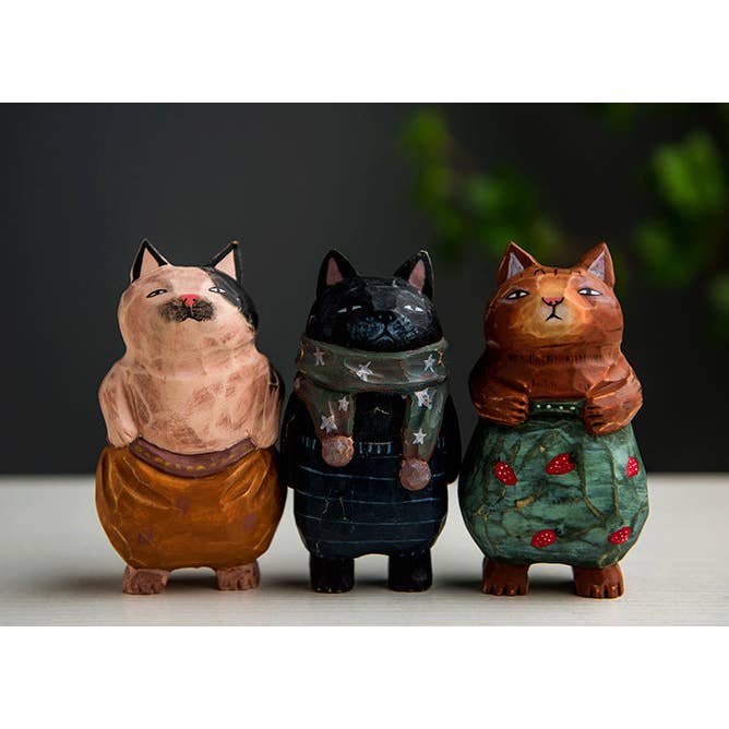 Gohobi (We cover U.S. import duties) - Venta al por mayor Figura decorativa - Adorno grande de gato de madera artesanal Gohobi7