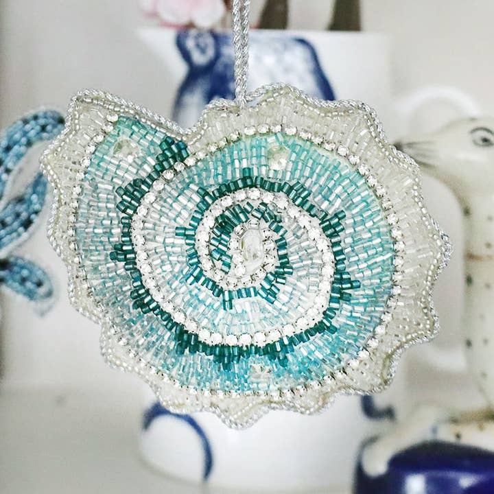 Beaded Ammonite Hanging Decoration for wholesale by Cream Cornwall