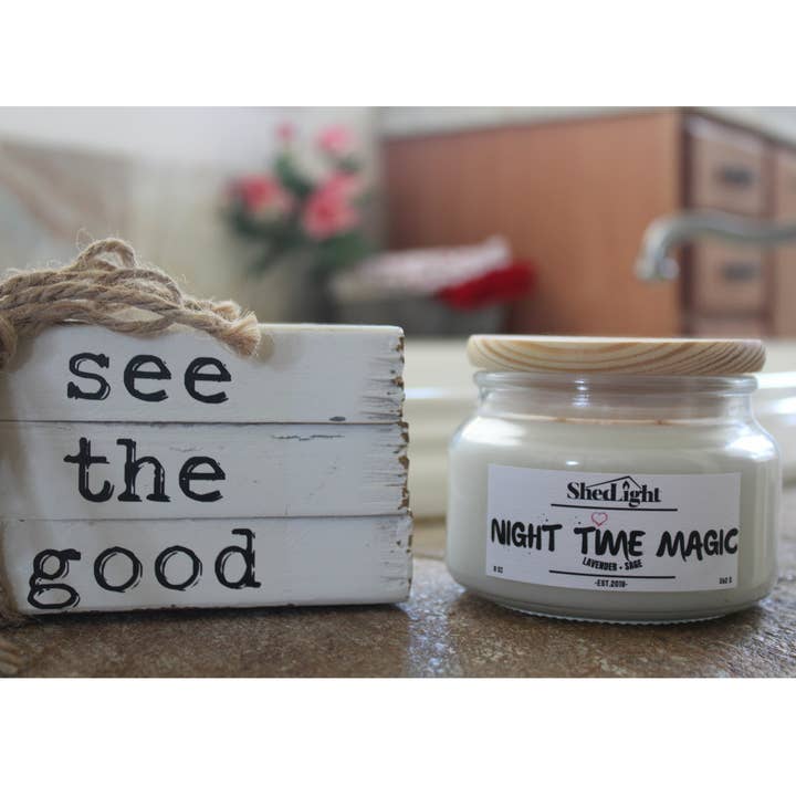 Shed Light Designs - Wholesale Jar/filled candle - Night Time Magic Lavender + Sage Coconut Wax Candle