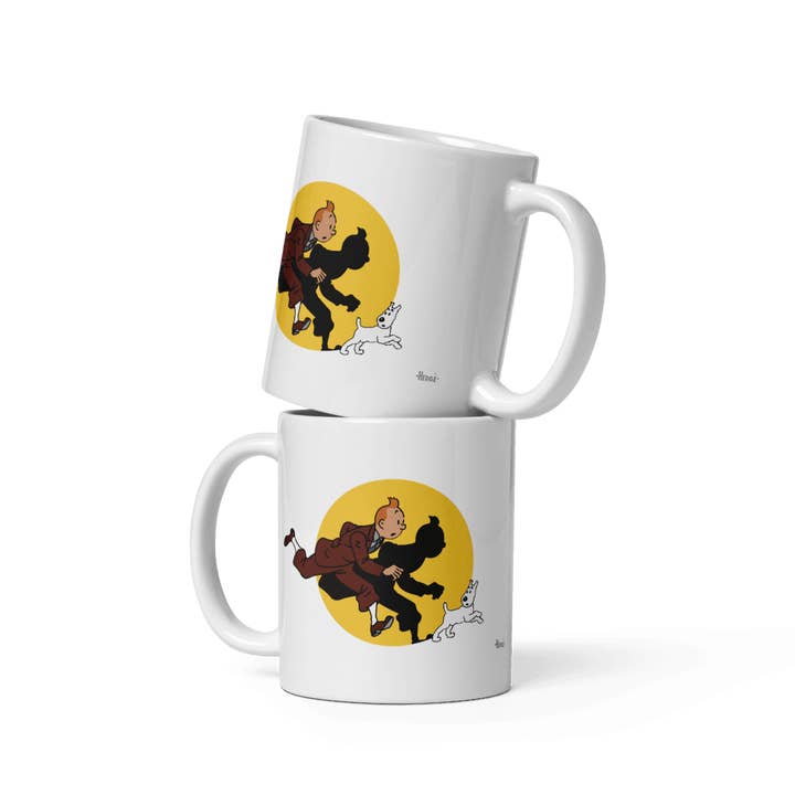 Art-O-Rama Shop - Wholesale Coffee Mug - Tintin and Snowy (Milou) Getting Hit By A Spotlight Mug3