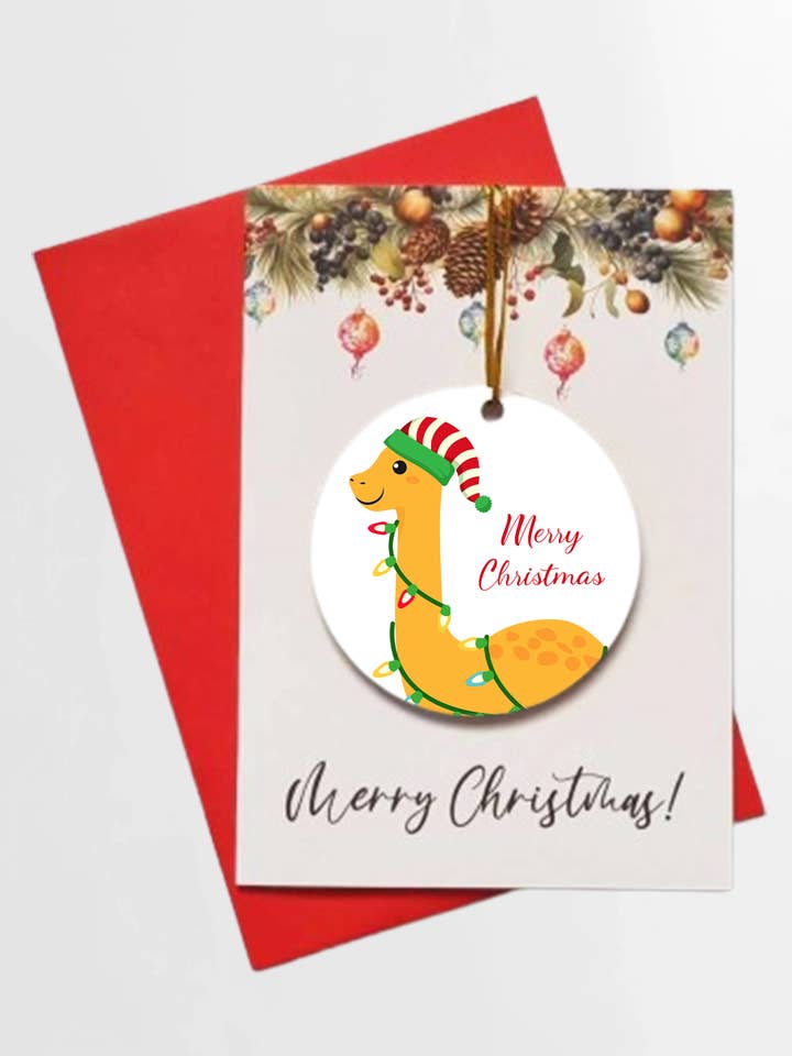 Merry Christmas Christmas Brachiosaurus + DETACHABLE BAUBLE for wholesale by Homemade Hollydays Wholesale