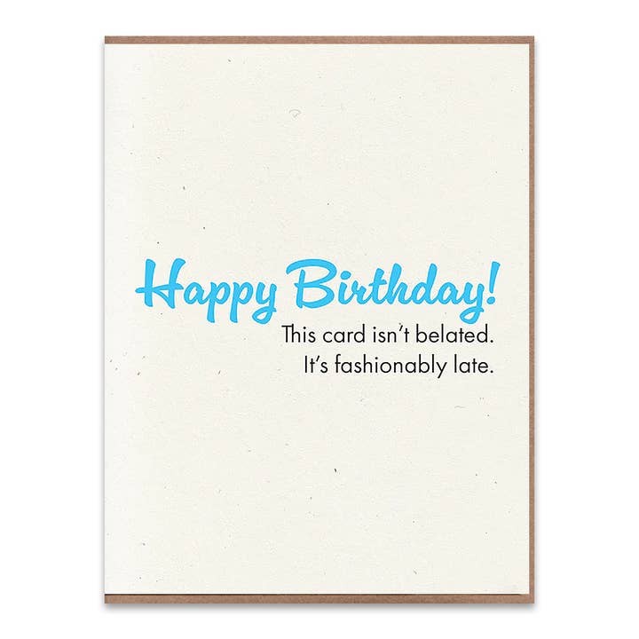 Lady Pilot Letterpress - Vente Cartes d'anniversaire - Carte de vœux d'anniversaire à la mode en retard