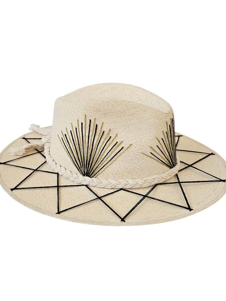 Solara Palm Hoed - Zwart-Goud voor wholesale door MAVIS BY HERRERA