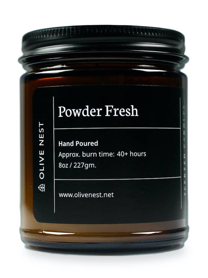 Powder Fresh Soy Blend Wood Wick Candle for wholesale by OLIVE NEST