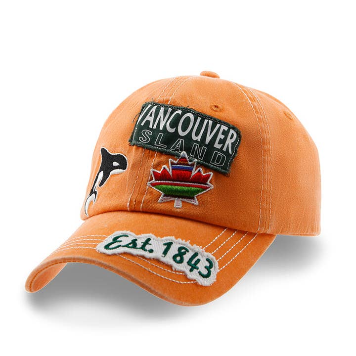 Vancouver Island Distressed patch Baseball Cap for wholesale by Northern Icons Canada