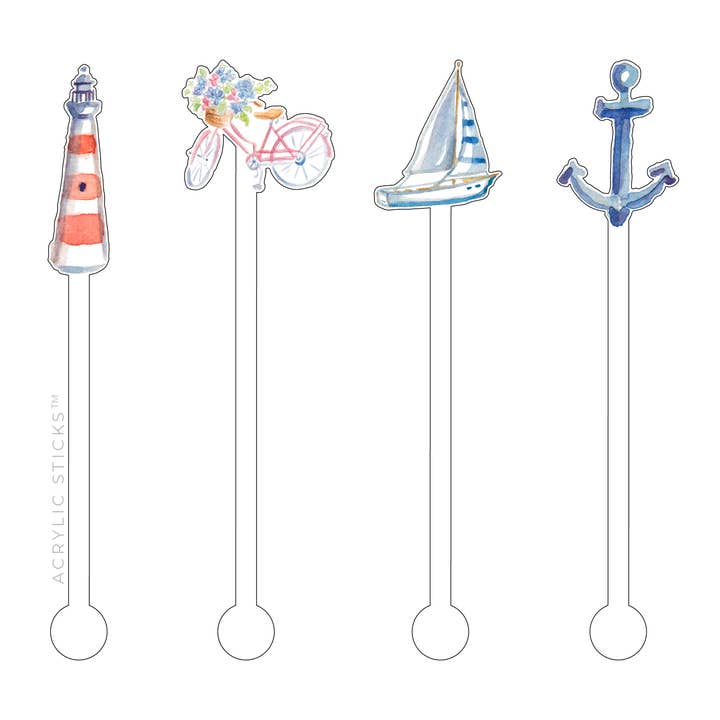 Kust sommar akvarell akryl Stir Stick för wholesale av Simply Jessica Marie