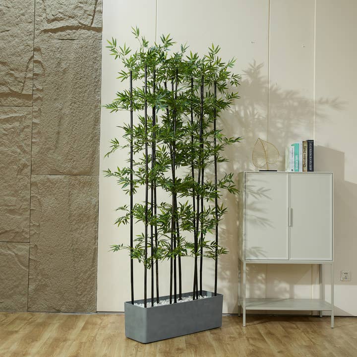 MinxNY - Wholesale Artificial Plant - 84" Artificial Faux Bamboo Plant in Grey Planter