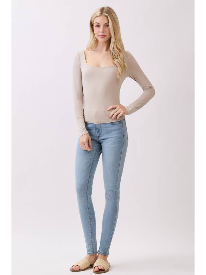 Final Touch - Wholesale Knit Top - Women's - Double Layered Square Neck Basic Top - T171098