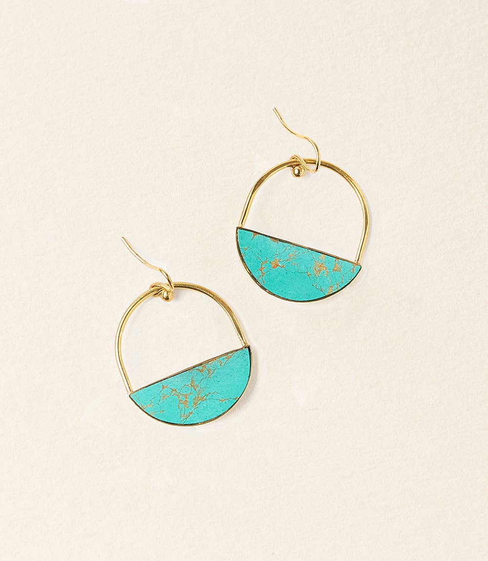 Matr Boomie Fair Trade – wholesale Dangle earrings – Sandhya Reconstituted Stone Hoop Drop Earrings - Turquoise