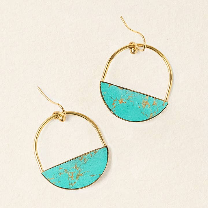 Matr Boomie Fair Trade – wholesale Dangle earrings – Sandhya Reconstituted Stone Hoop Drop Earrings - Turquoise0
