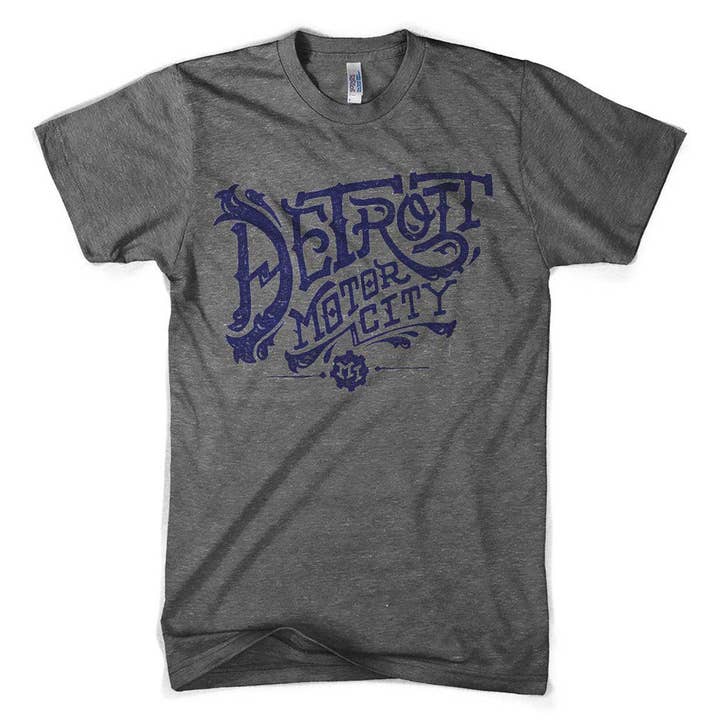 Maglietta da uomo Detroit Vintage Font (Grigio) per la vendita all'ingrosso da parte di Detroit Shirt Co.