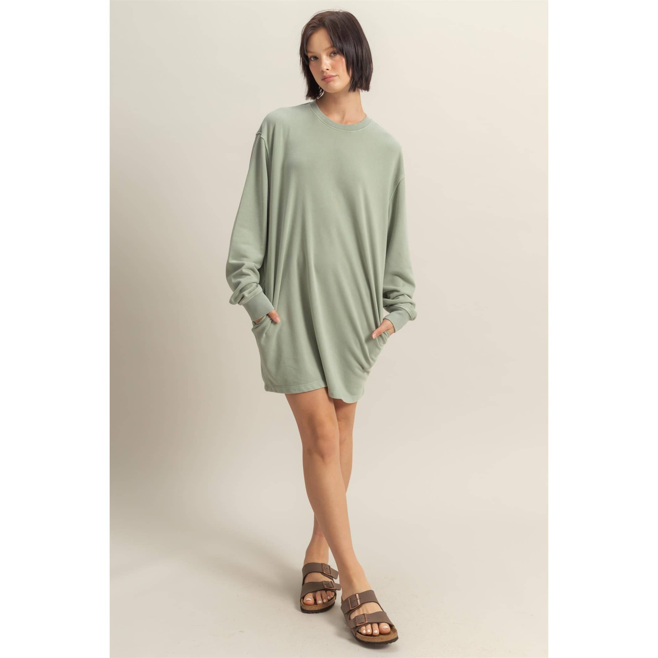 Double Zero - Wholesale Dress - Women's - Long Sleeve Oversized Mini Dress14
