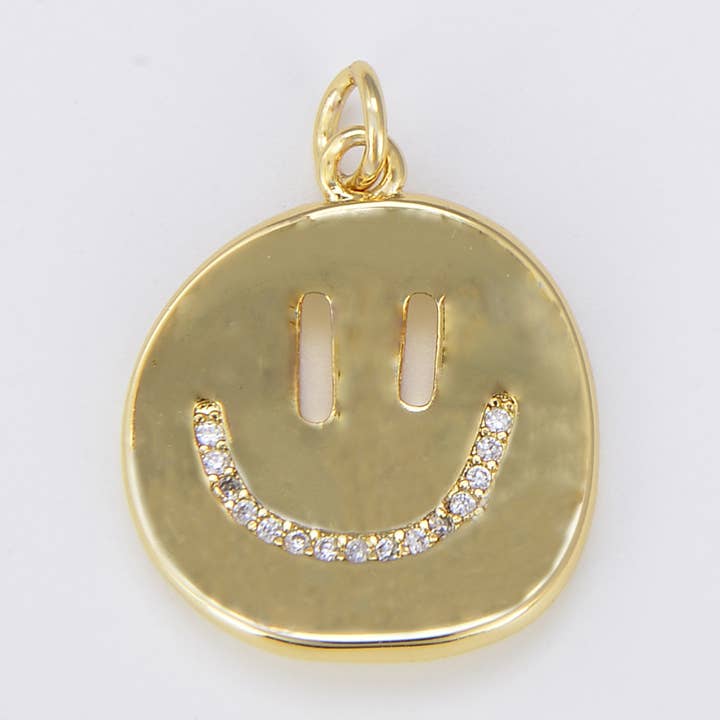 18K Gold Filled Happy Face Charm, CP1530 for wholesale by Beads Creation