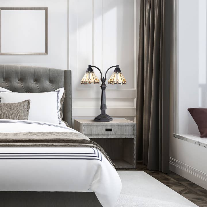 River of Goods - Wholesale Accent/Desk Lamp - 21''H Bryant Prairie Style Stained Glass Table Lamp 5