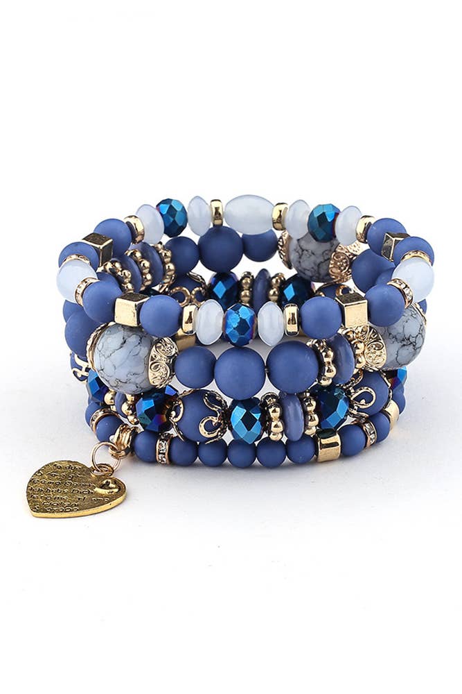 UNISHE – Großhandel Perlenarmband – Böhmisches mehrschichtiges Kristallherz-Perlenarmband ACC79712