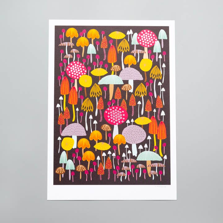 A4 art print - toadstools & mushrooms for wholesale by Maggie Magoo Designs