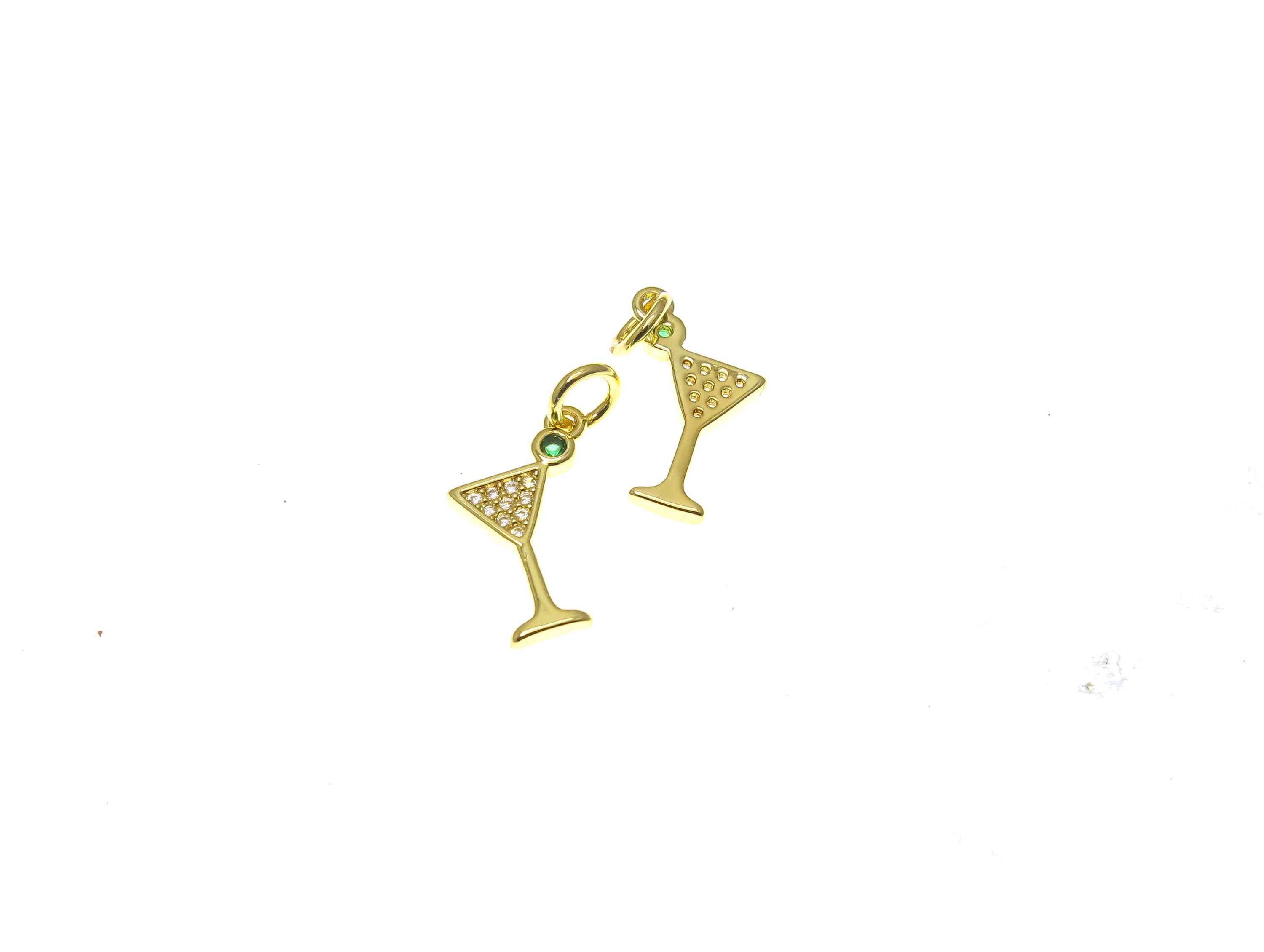 Jewel Pledge - Wholesale Individual Charm/Pendant - 18k Gold Martini & Champagne Flute Charm ,CPG1656CPG16554