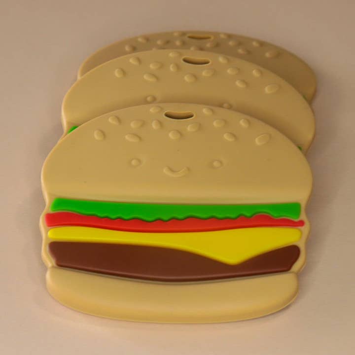 Hamburger Teether for wholesale by Bella’s Bead Supply