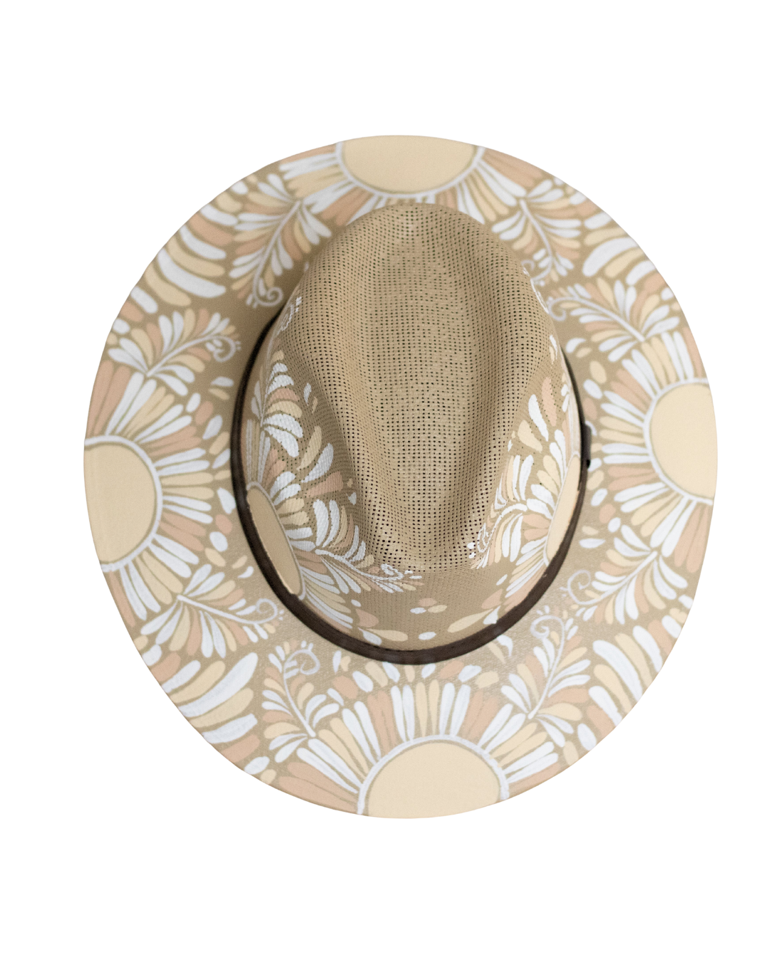 Origin Mexico – Engroshandel Stråhat – til kvinder – Jimena håndmalet mexicansk/vestlig hat - tan og hvid2