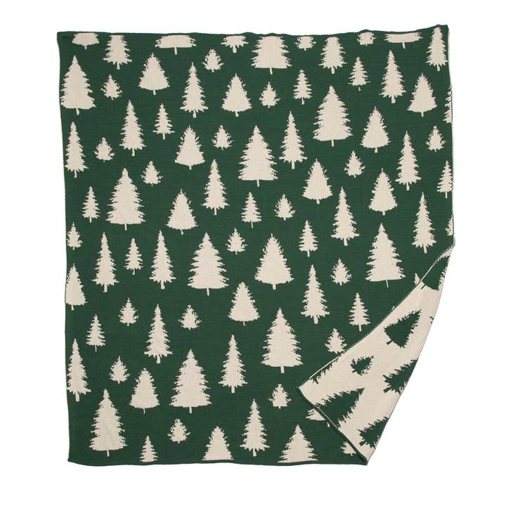 In2Green - Wholesale Throw Blanket - Fir Trees Reversible Throw Blanket