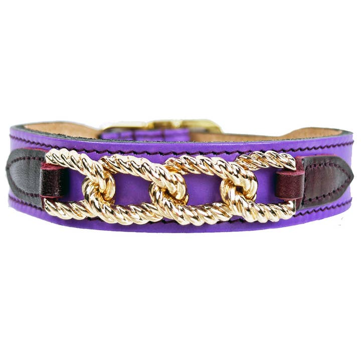 Collier pour chien Mayfair en raisin, vin et or pour la vente par Hartman & Rose