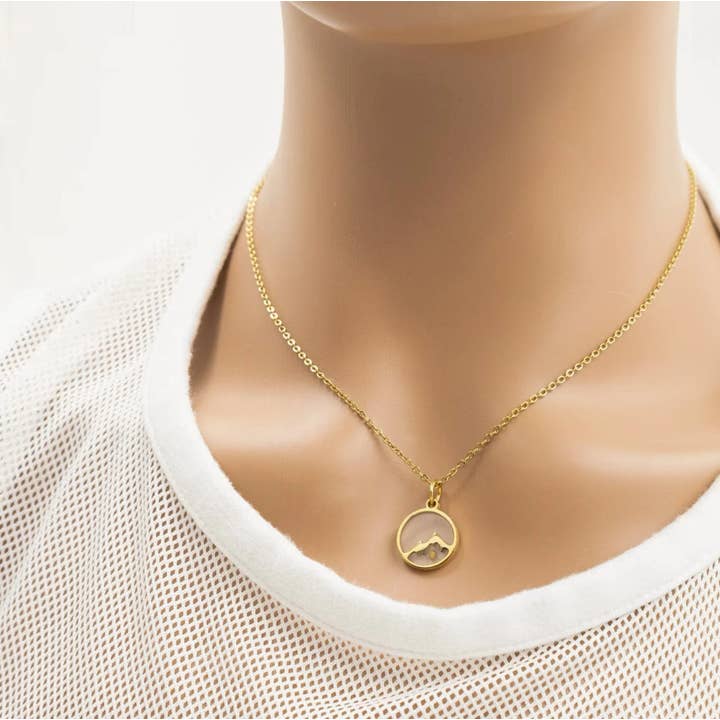 Life Prints Products - Wholesale Pendant/Charm Necklace - Mountain mustard seed necklace for women, waterproof