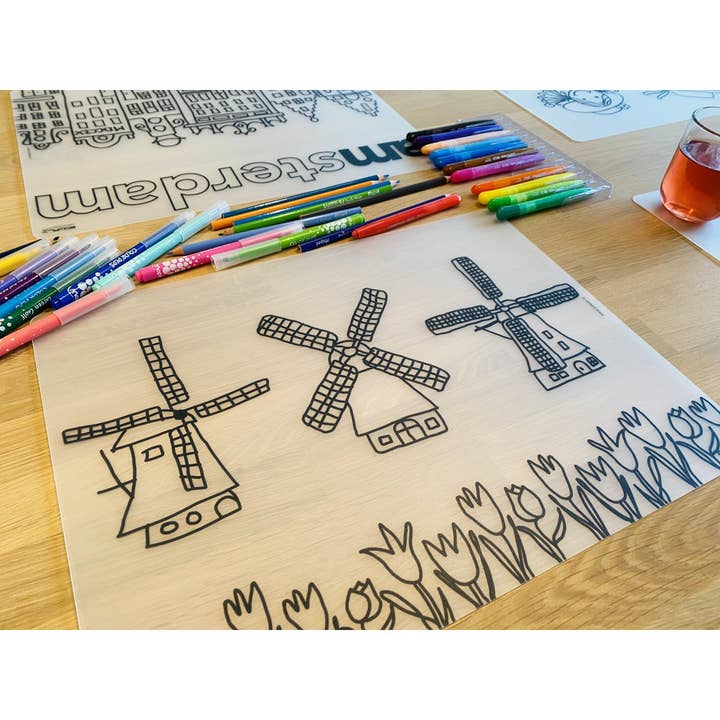 Recolorable Placemat Three Mills for wholesale by Edwali