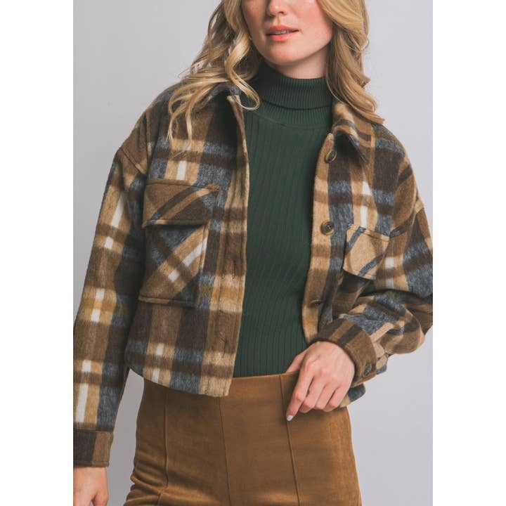 80359JN Sobrecamisa de Cuadros Corta con Botones para venta al por mayor de Coloring You