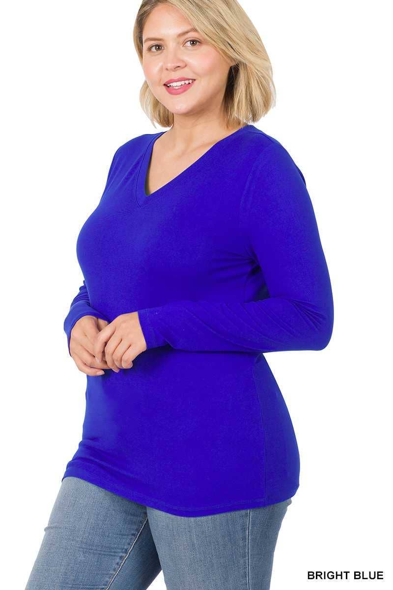 Vanilla Monkey - Wholesale Tunic - Women's - Plus Size Brushed Microfiber Long Sleeve V-neck Tee11