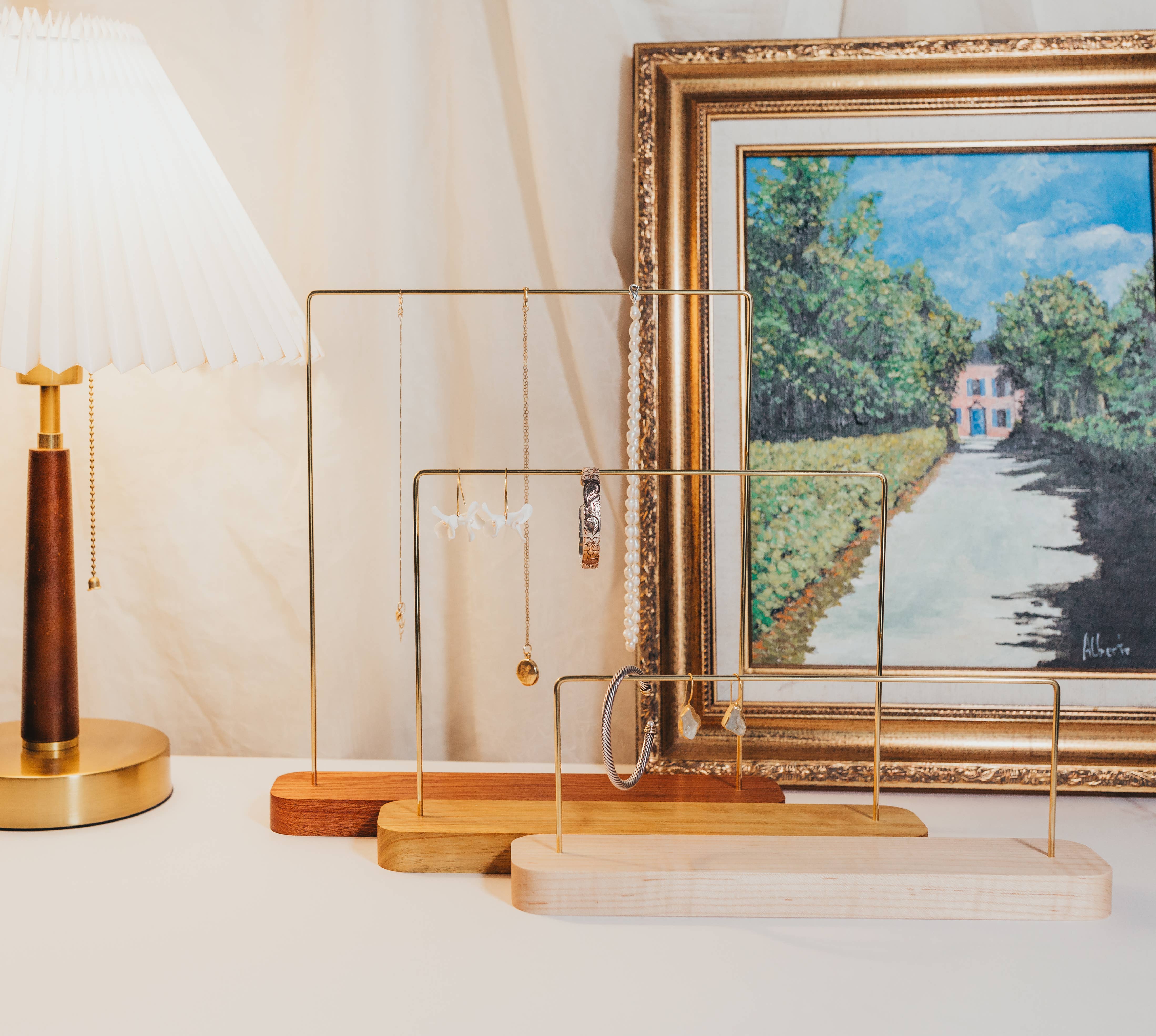 Damron Decor - Wholesale Jewelry Stand & Display - Brass And Wood Stand Luxe Permanent Jewelry Display Minimal4
