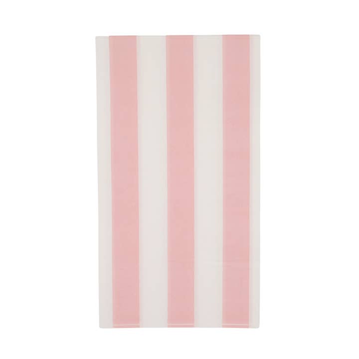 SERVIETTES D'INVITÉ À RAYURES CABANA ROSE PÉTALE pour la vente par Bonjour Fête