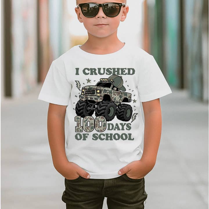 Monster Truck I Crushed 100 Days of School Boys Tee Shirt for wholesale by AvaryMaeInspirations