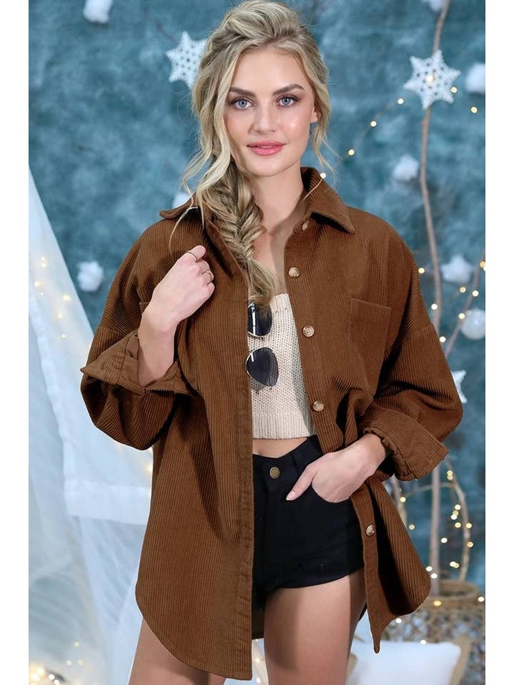 Rosa Clothing - Wholesale Shirt Jacket/Shacket - Women's - Oversized boxy corduroy shirt jacket Shacket19