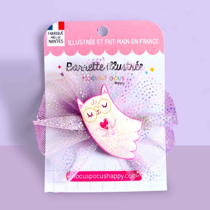 Child's hair clip - Halloween Cat - Made in France for wholesale by Hocus Pocus Happy