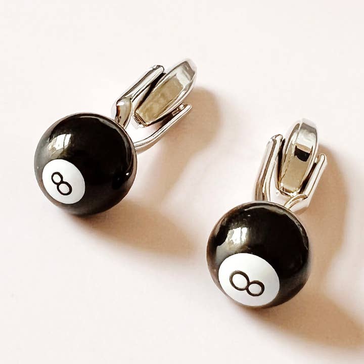 Eight Ball Pool Design Cufflinks In A Gift Box for wholesale by Studio Hop