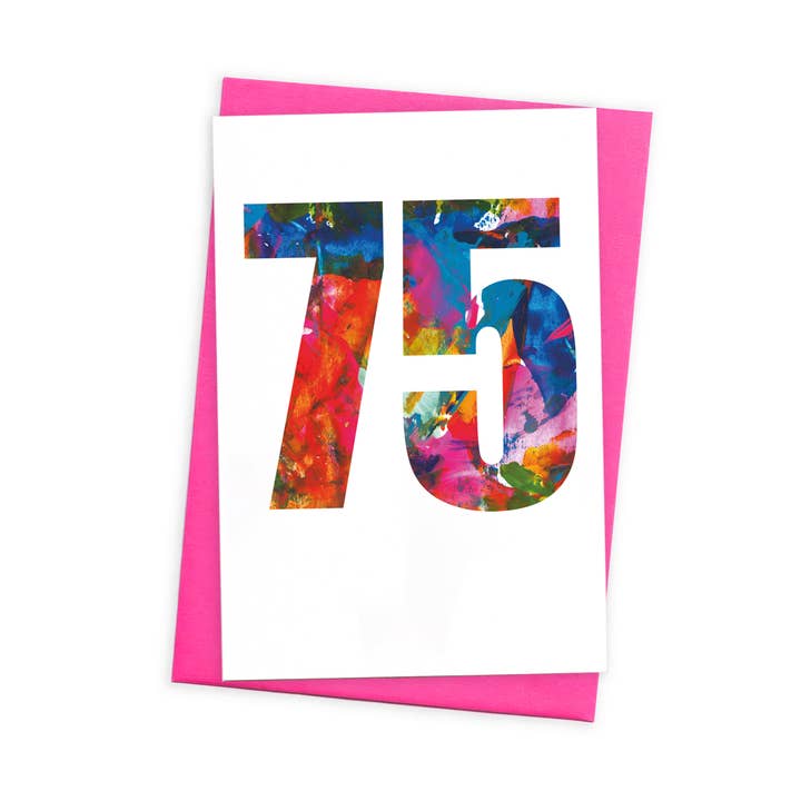 75th Birthday Card & Coloured Envelope - Milestone Birthdays for wholesale by size3art
