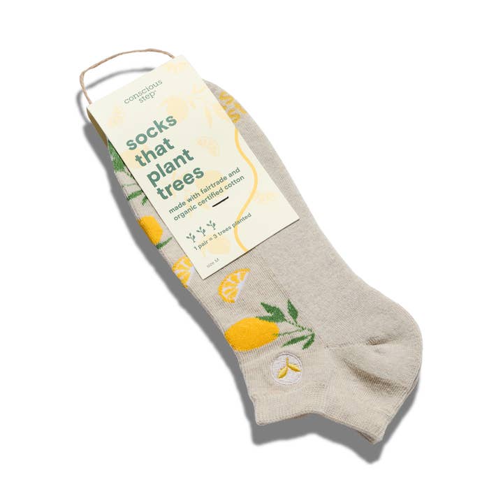 Conscious Step - Wholesale Socks - Unisex - Ankle Socks that Plant Trees (Beige Lemons)1