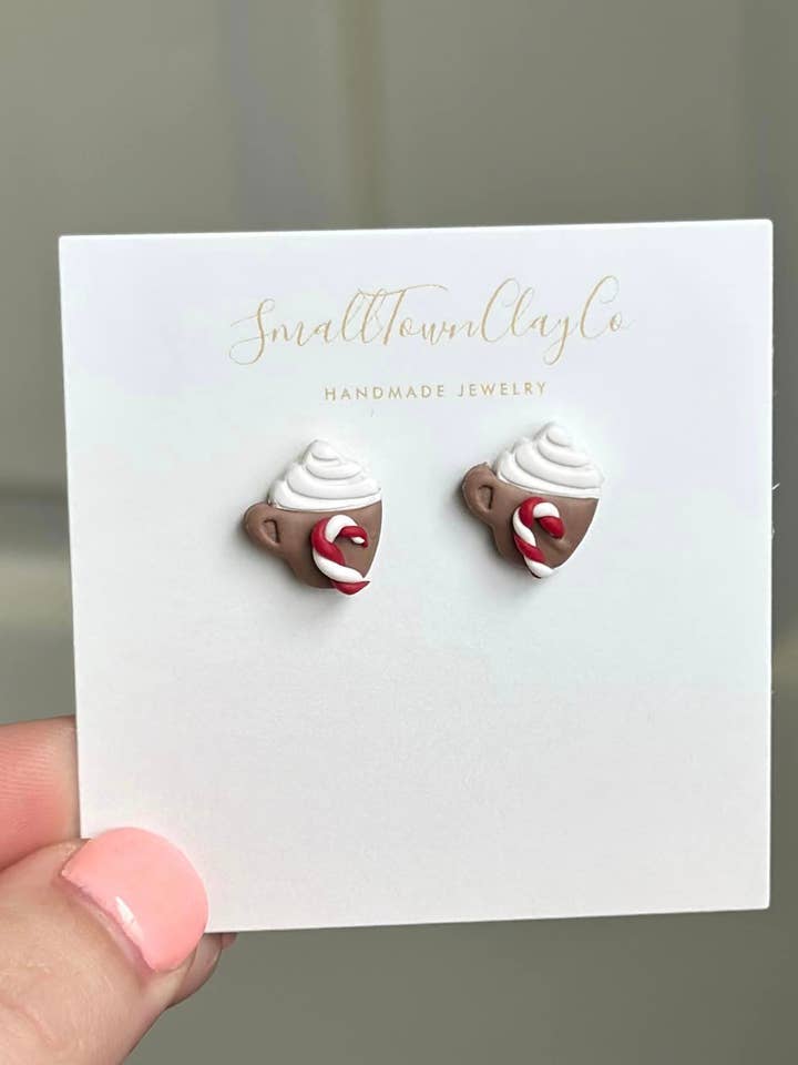 Candycane cup studs for wholesale by SmallTownClayCo