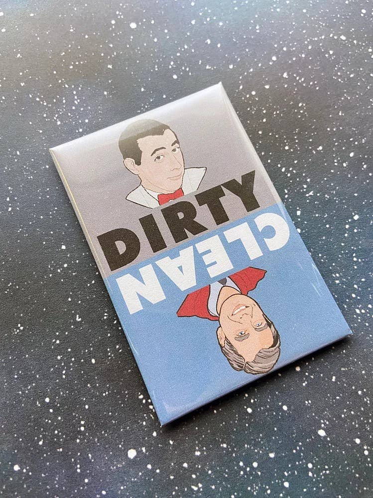The Red Swan Shop - Wholesale Magnet - “Pee Wee and Mr. Rogers” Dirty/Clean Dishwasher Magnet2