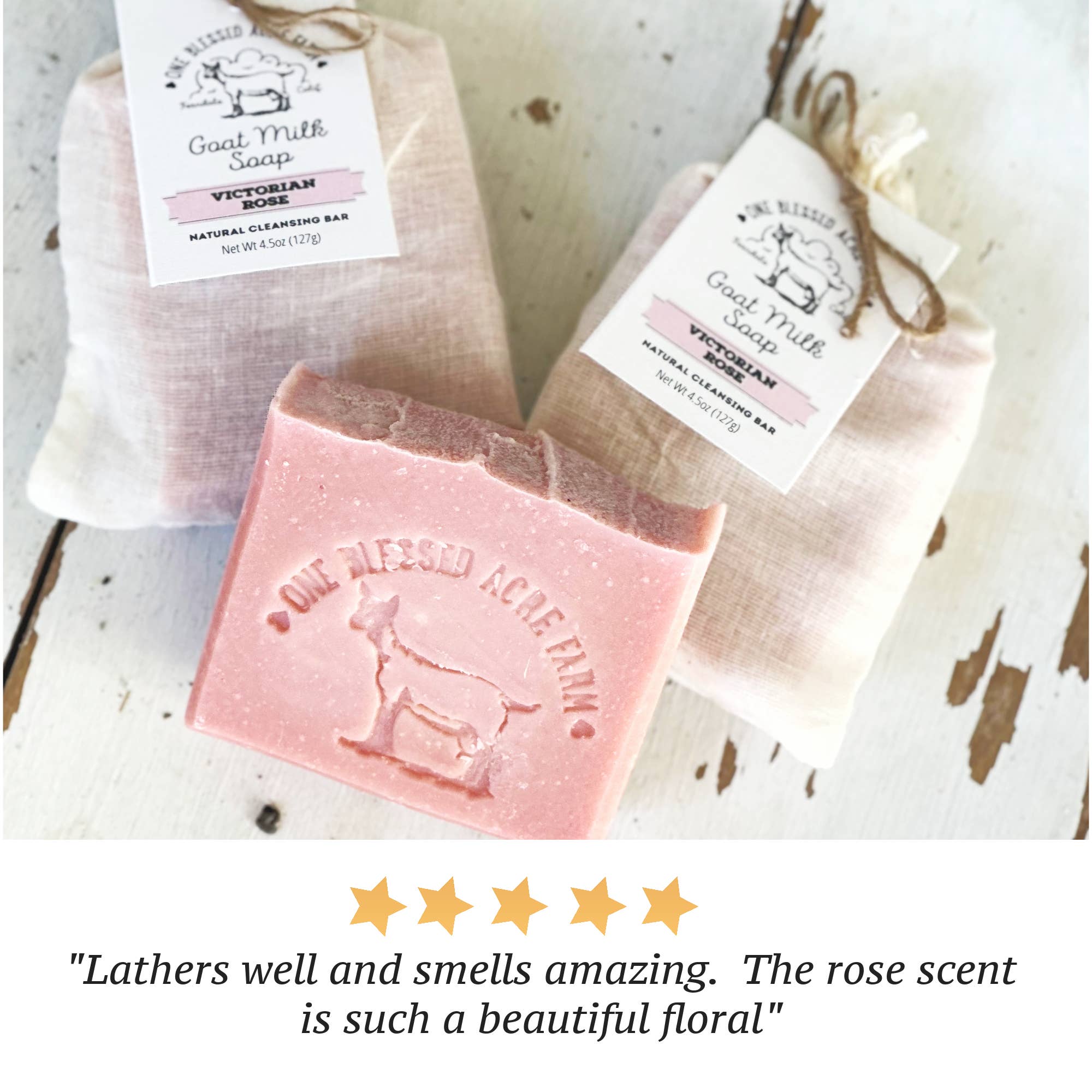 One Blessed Acre Farm - Wholesale Bar Soap - Victorian Rose Goat Milk Bar Soap4