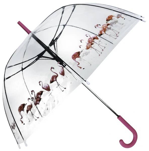 Pink Flamingo field Transparent Umbrella for wholesale on Faire0