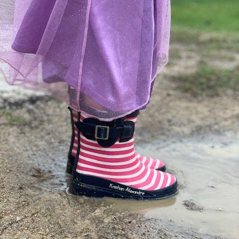 Botte de pluie à rayures rose/blanc pour la vente par Kristian Alexandre
