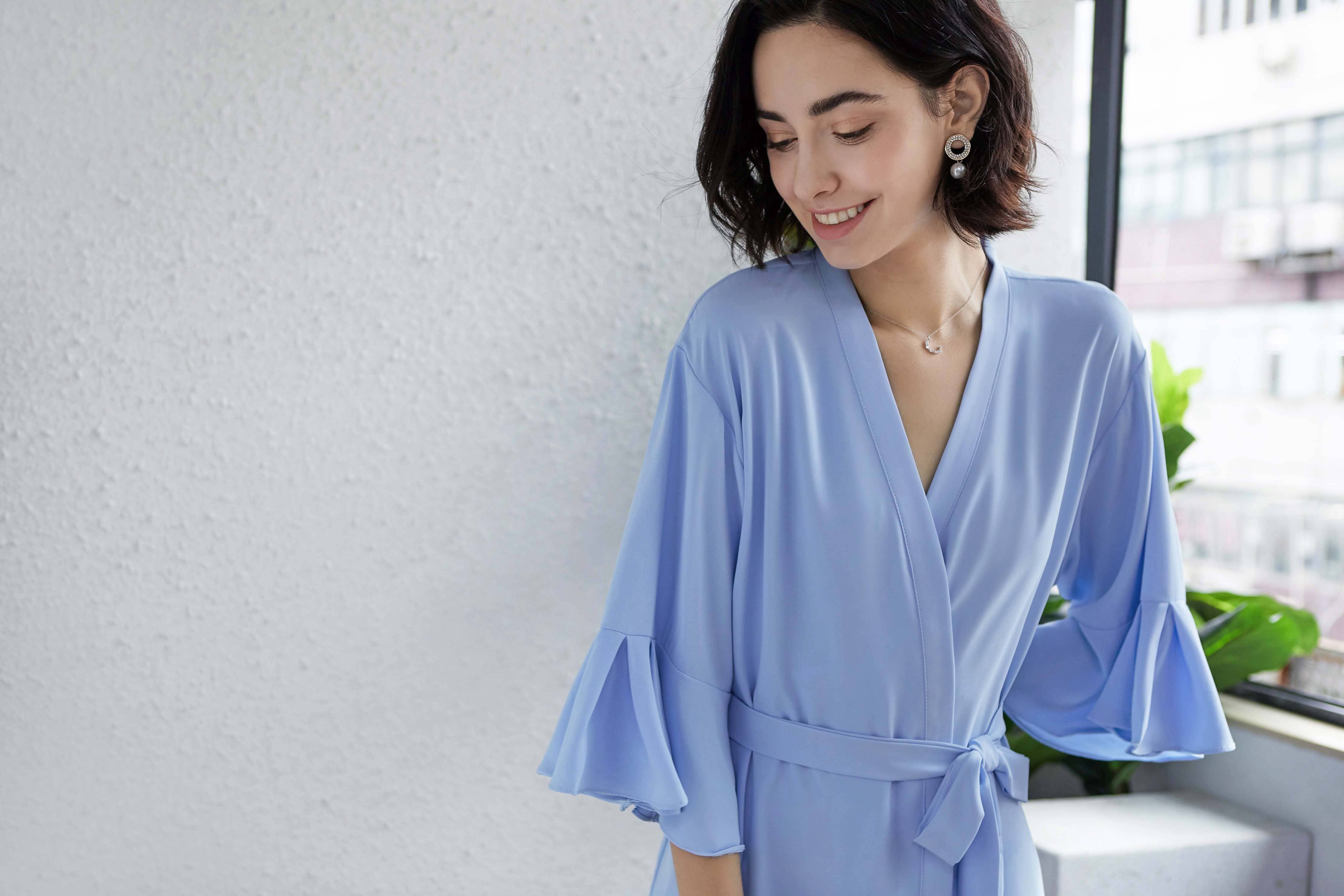 Mackleys - Wholesale Robe - Women's - PREORDER Solid Matte Satin Ruffle Robe10