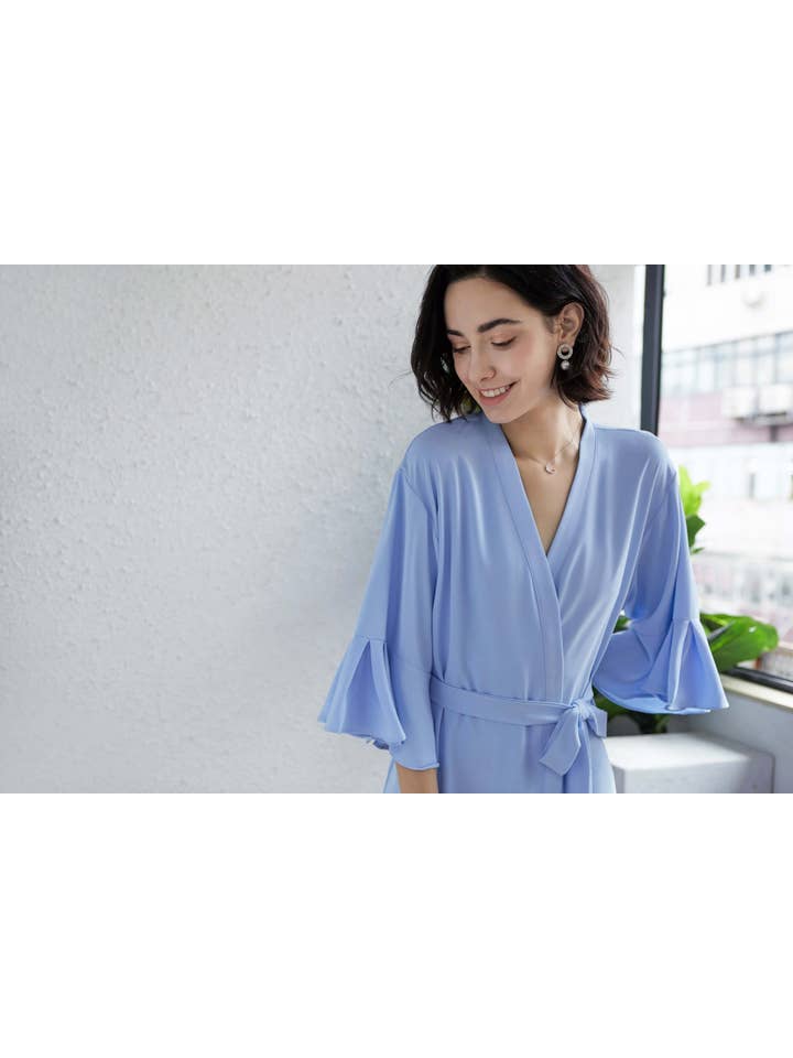 Mackleys - Wholesale Robe - Women's - PREORDER Solid Matte Satin Ruffle Robe10