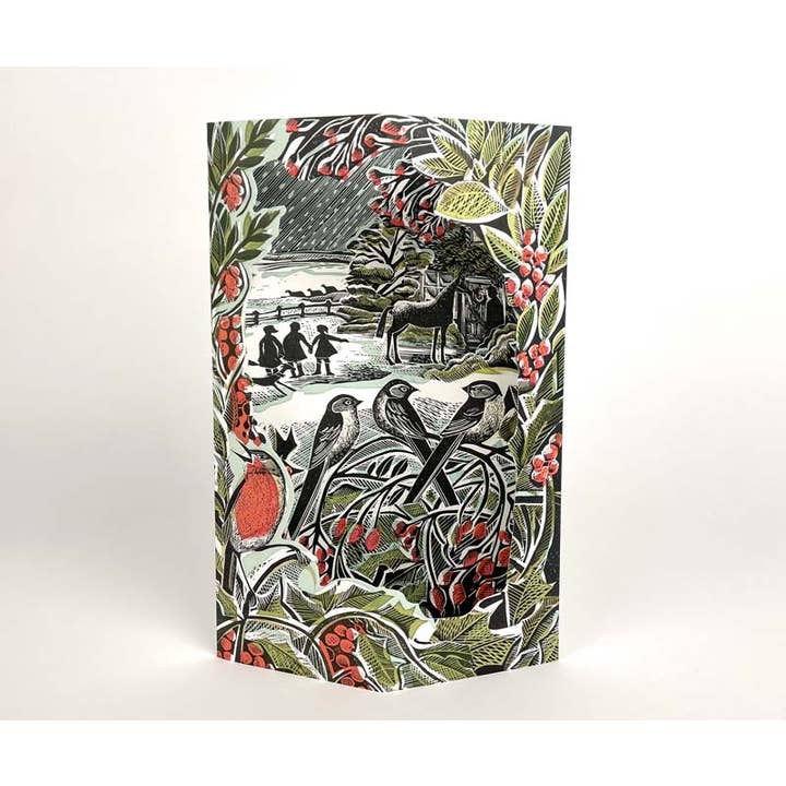 Holly Hedge & Home Die-cut Card - Angela Harding for wholesale by Art Angels