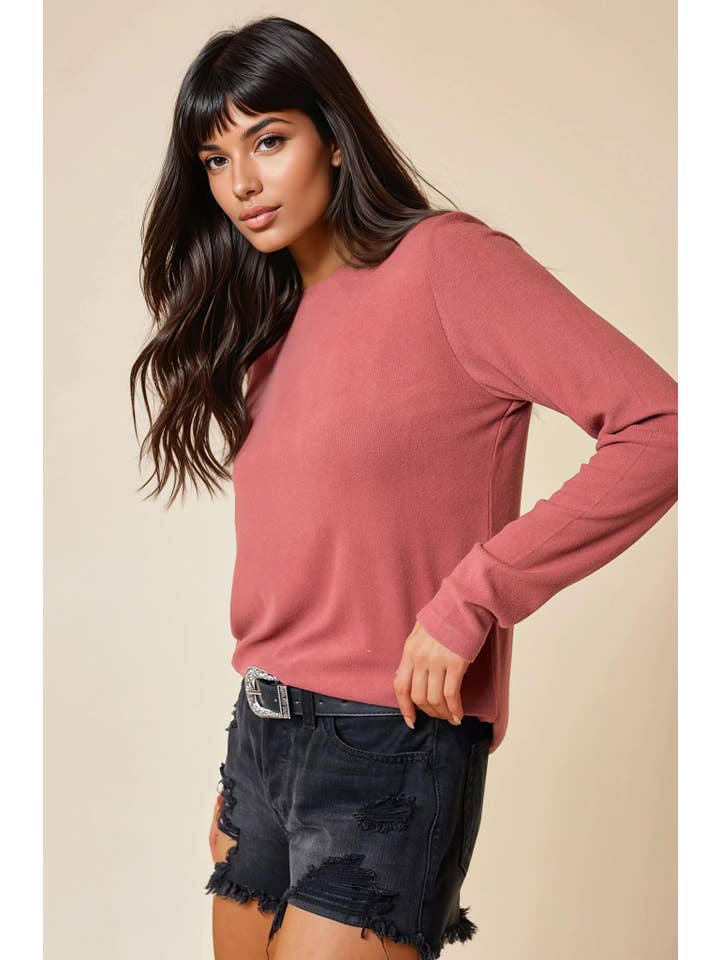 Doe and Rae - Wholesale Knit Top - Women's - ROUND NECK SOFT KNIT TOP - 43356T12